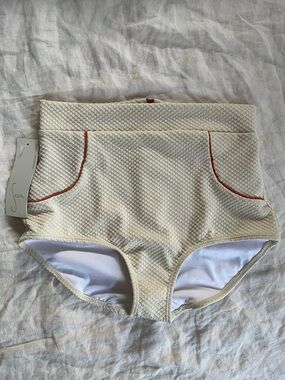 The Seea High-Waist Cream Textured Swim Bottoms
